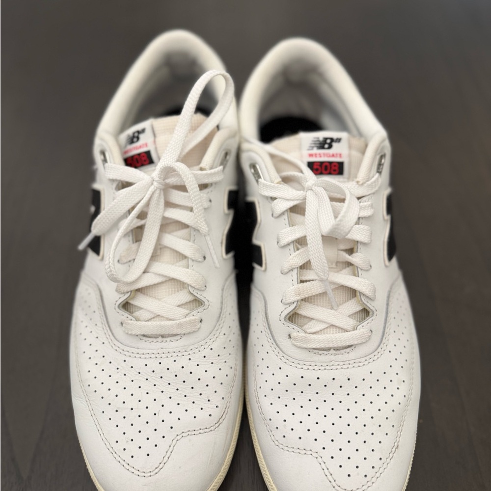 New Balance White Sneakers with Black N Accent